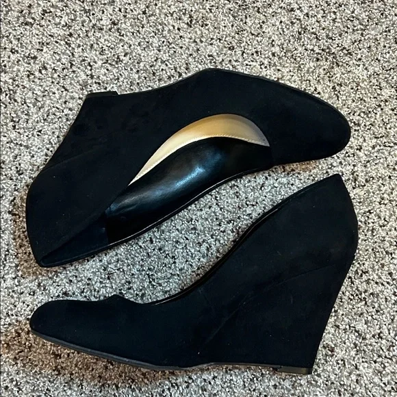 Jessica Simpson Black Suede Cash Solid Slip On Wedge Heels size 8.5 - Picture 10 of 16
